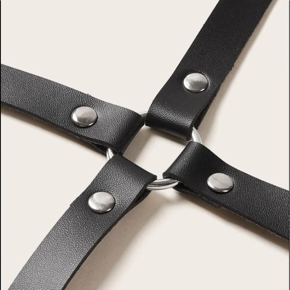 PU Leather Rivet Decor Cage Harness - Picture 4 of 4